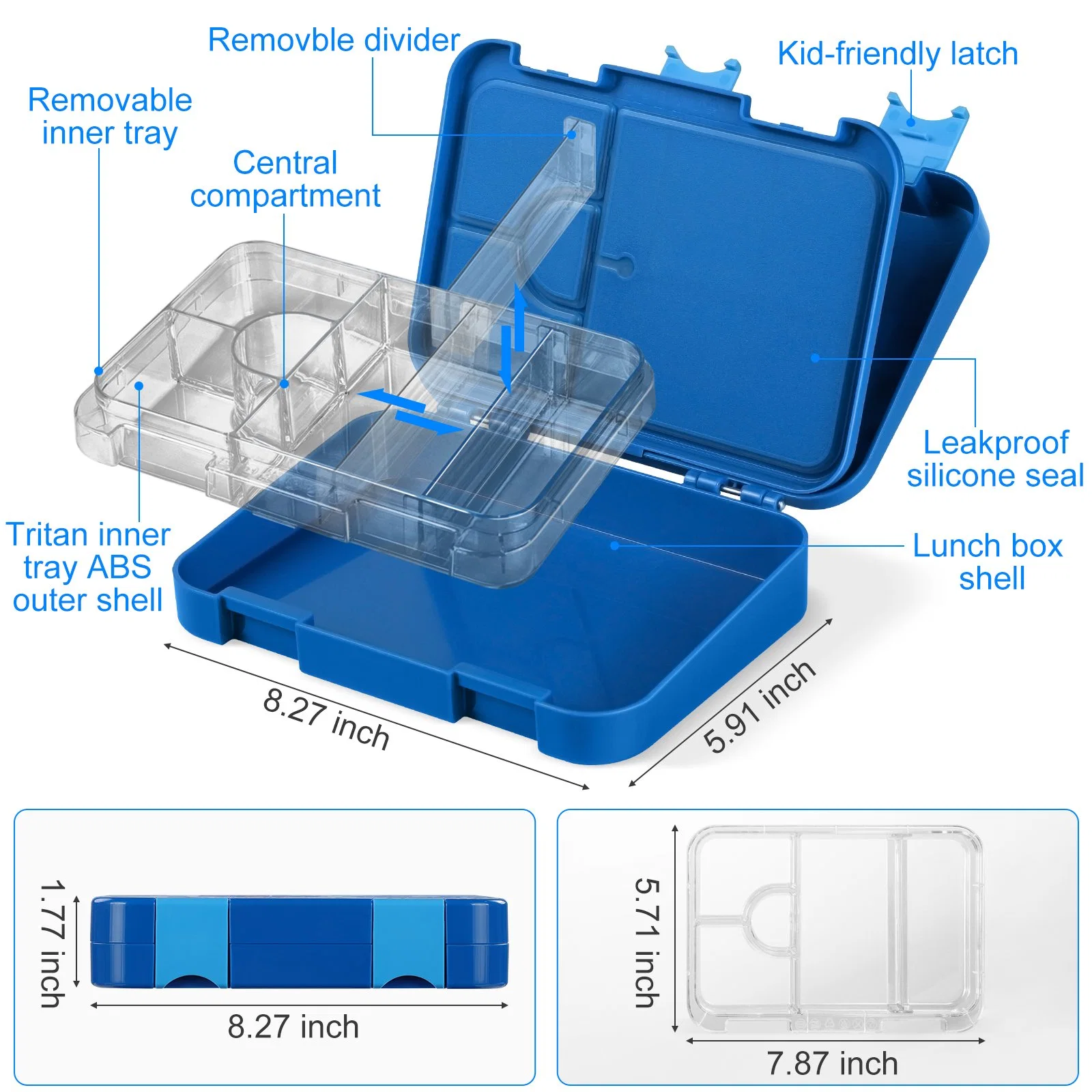 Aohea BPA Free Kids Bento Box Leak Proof Toddler Lunch Box School