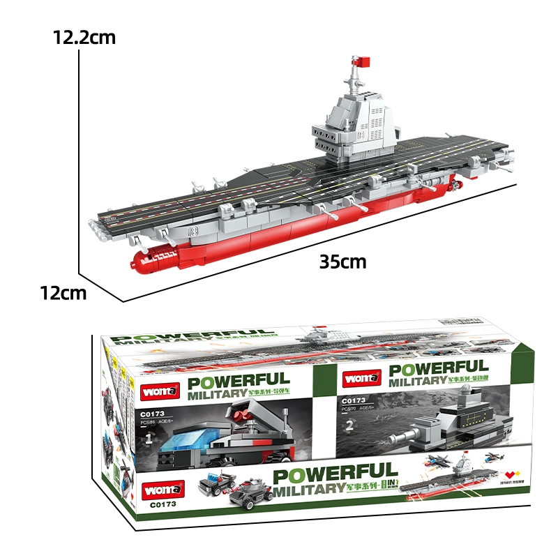 WOMA Toy C0173 Flugzeugträger Modell 8 in 1 Schlachtschiff Kriegsflotte Schiff Schlacht Schiffe Verwandeln Auto Hubschrauber Bausteine Ziegelset Plastikspielzeug