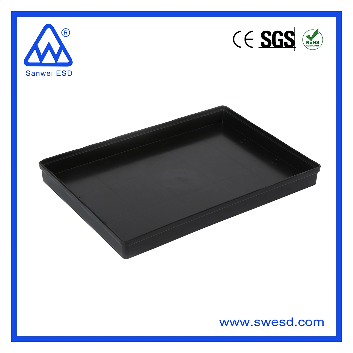 Black Electronic Tote Box ESD Tray with Drop Sides