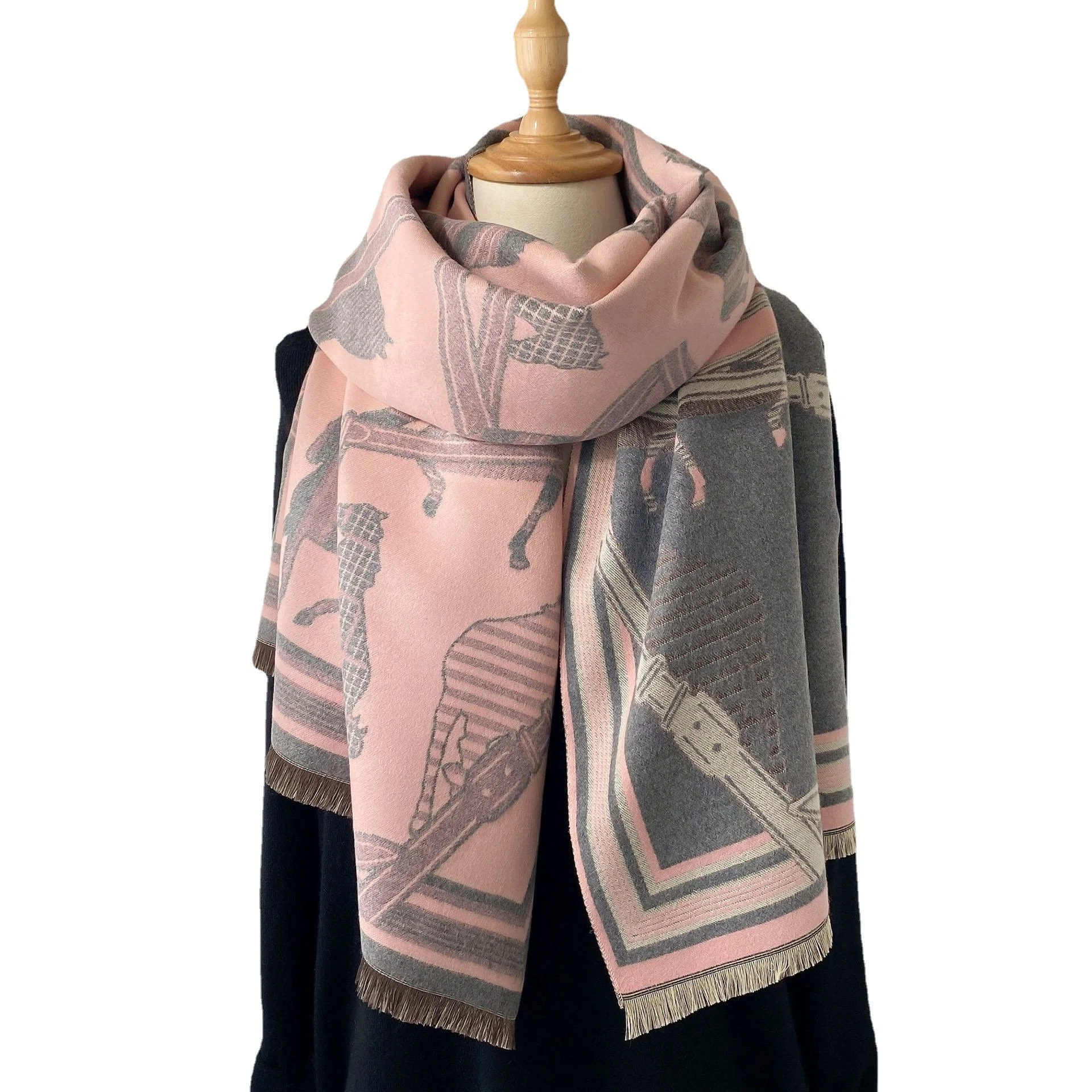 Zonxanletter Blanket Thick Warm Scarves Imitated Cashmere Ladies Simple Scarfs for Winter