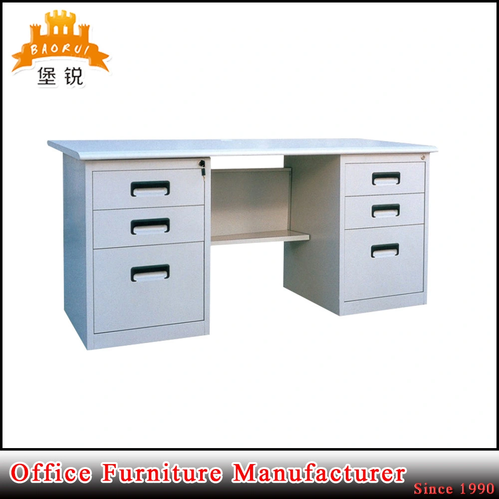 Modern Office Furniture Metal Computer Desk Steel Executive Double Pedestal Office Table