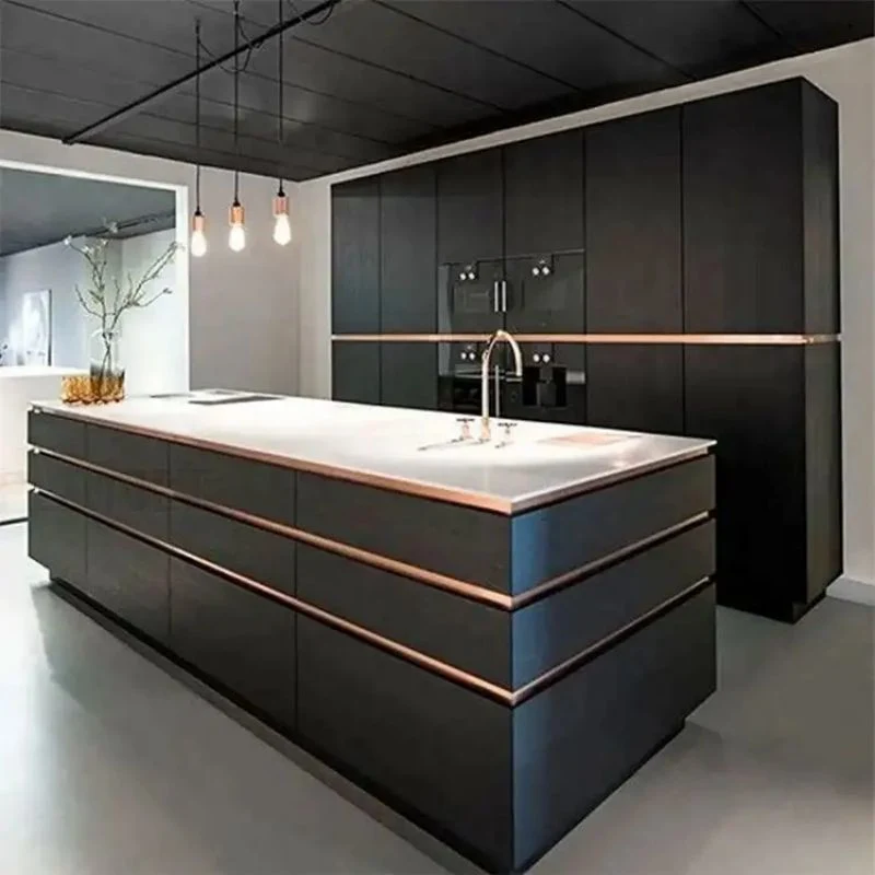 2023 Люкс Modular Kitchen Design Деревянная мебель дверь ПВХ Панельный хозяйственный Wood Wall Оптовая кухонная шкаф