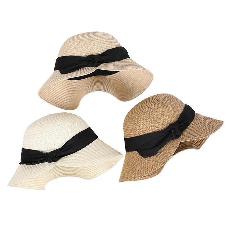 Lady Wholesale/Supplier Custom Sun Beach Outdoor Wide Brim Ribbon Straw Hat