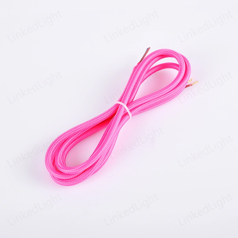 Pink 3 Core Cloth Weaving Fabric Braided Electric Cable