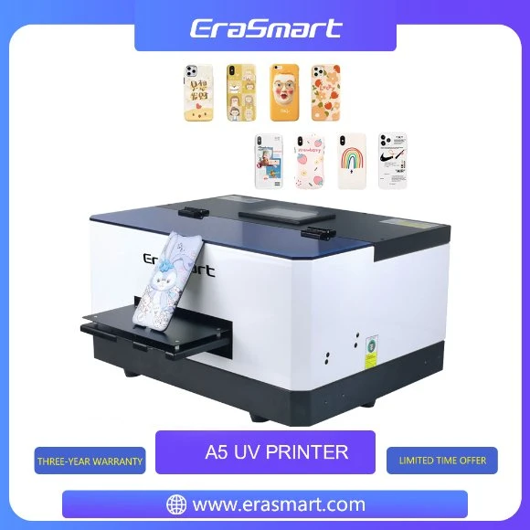 Erasamrt A5 Small Desktop Flat Bed Card Acrylic Phone Case Printing Mini Inkjet LED Price Flatbed UV Printer