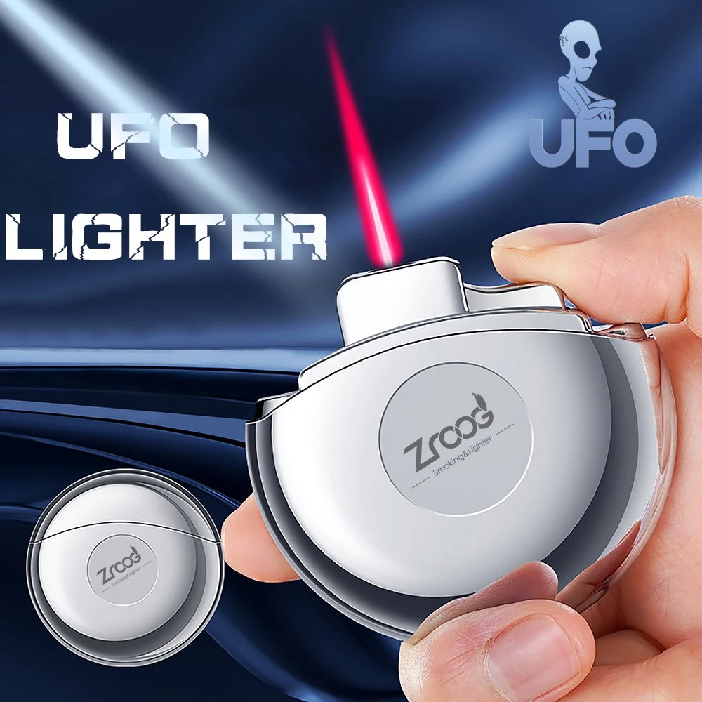 Windproof Lighter UFO Design Glow-in-The-Dark Metal Refillable Lighter