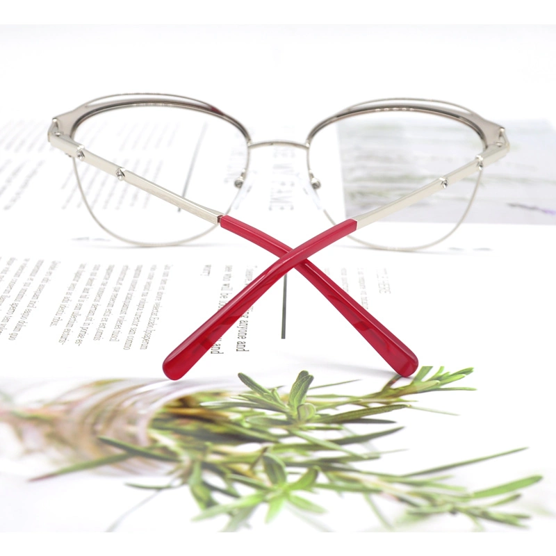 Wholesale/Supplier Fashion Designer Women Metal Cat Eye Frames PC Lens Optical Glasses Eyeglasses 2021