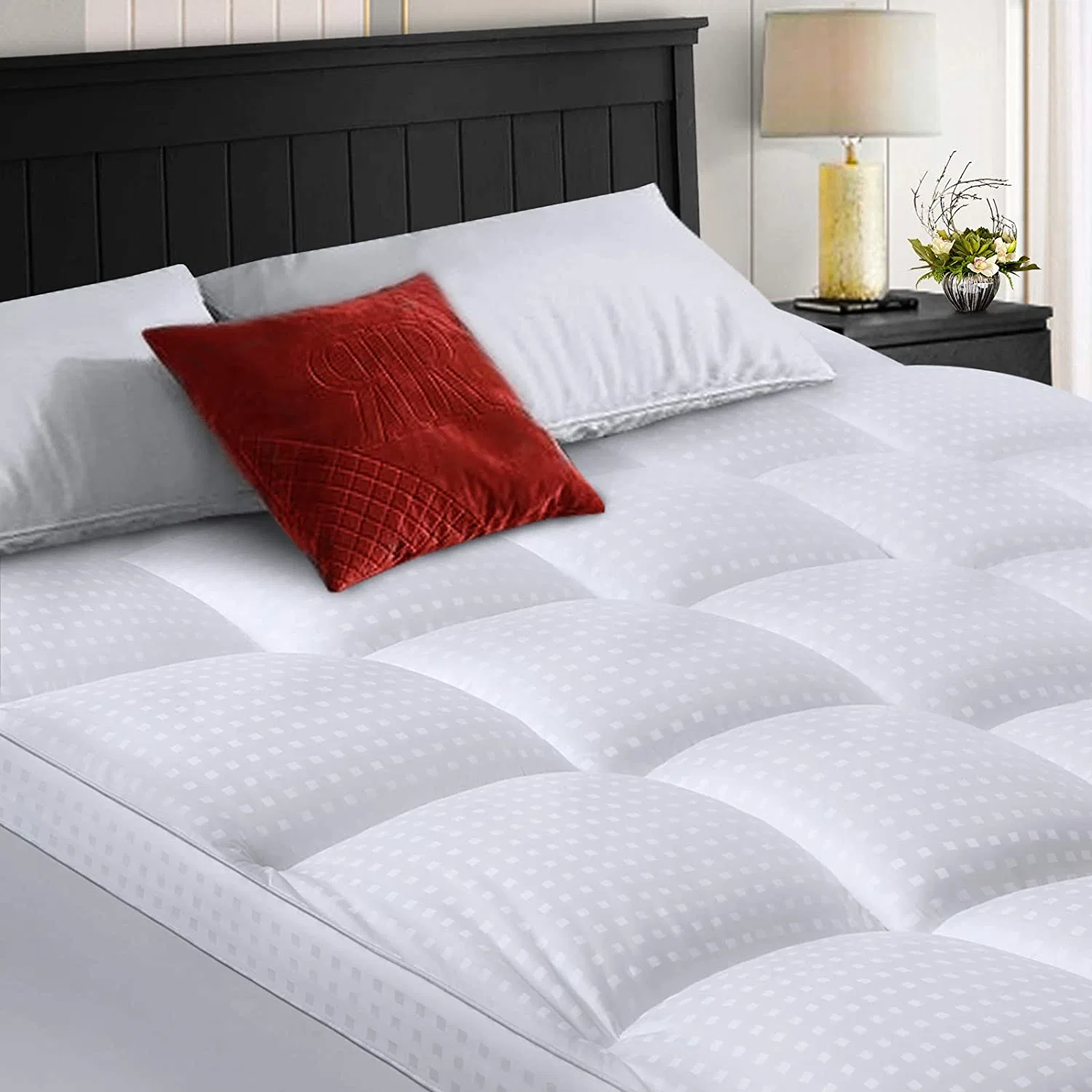 Microfibre Tissu Matelas Surmatelas Housse de Protection en Coton Coussin de Matelas