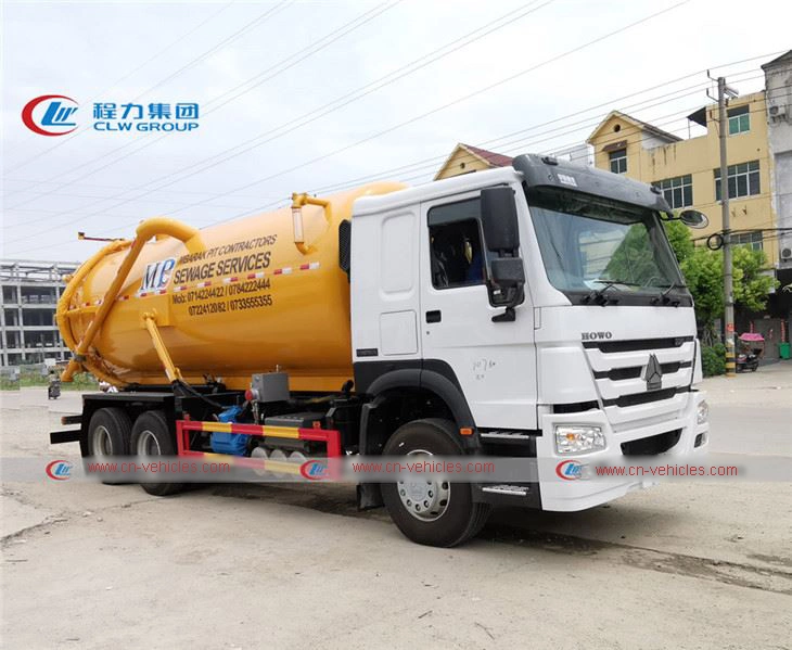 Sinotruk HOWO 15000L Vacuum Sewage Jetting Tank Truck with Jurop Pump