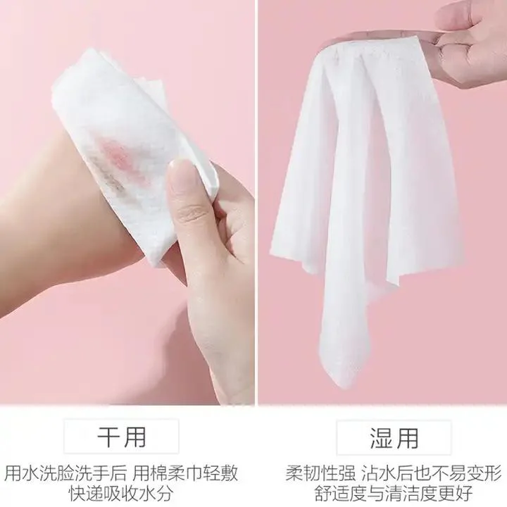 Pure Cotton Customized Logo 100% Natural Cotton Facial Towel Tissue Wet and Dry Face Tissue