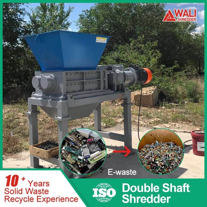 Industrial Double Shaft Shredder Machine for Cans Vegetable Carton PCB Recycling