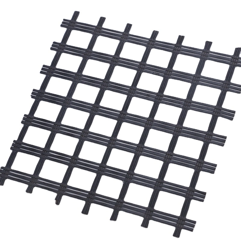 Geogrid de fibra bidirecional de vidro Asphalt Road personalizada preto 80kn 100kn Para reforço de proteção de declive de alta qualidade na estrada