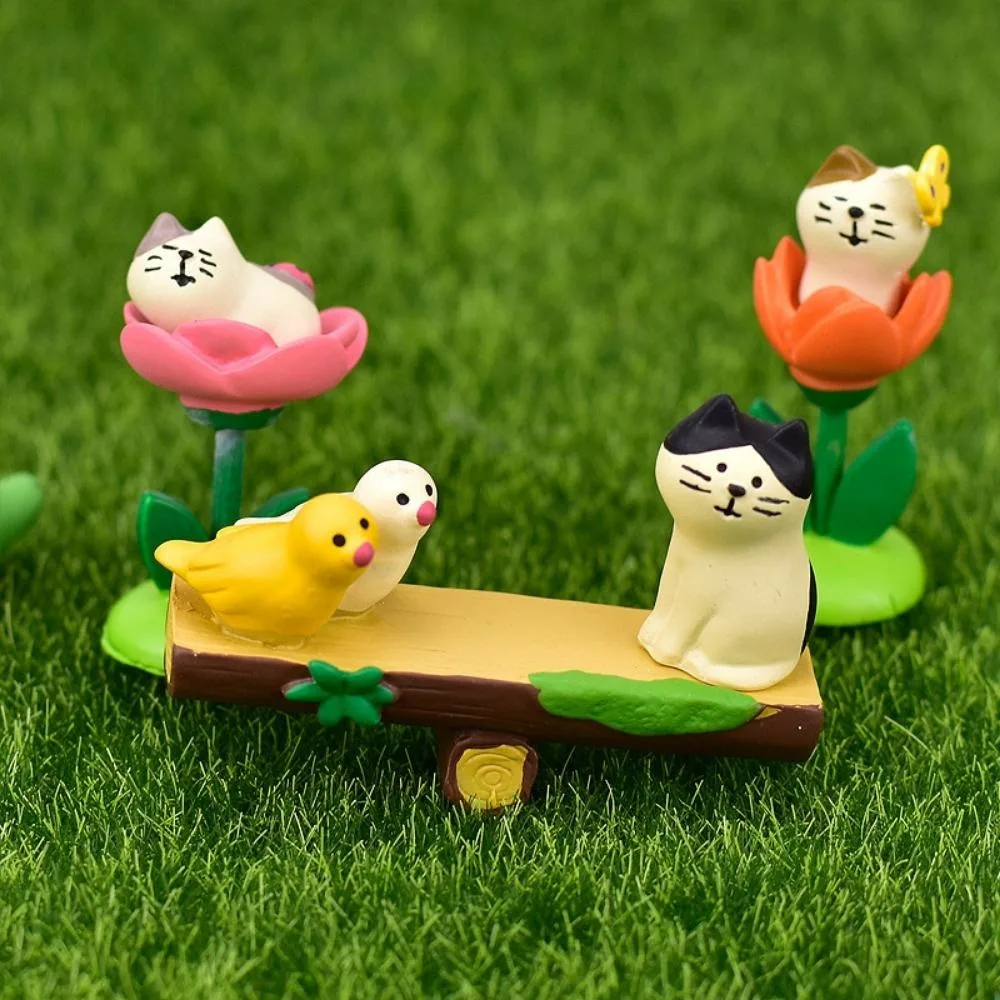 Garden Statue Resin Craft cute Cat Playing the Seesaw Sculpture Decoração de casa Wyz21888