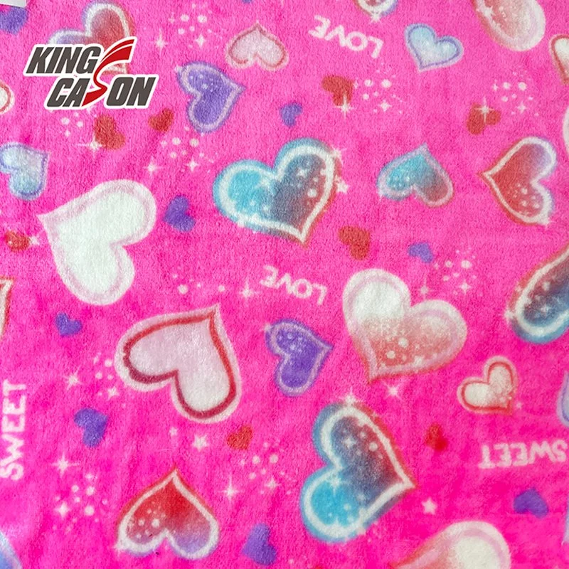 Kingcason Polyester gute Hand-Gefühl Rosa Herz Flanell Fleece Stoff für Kissen