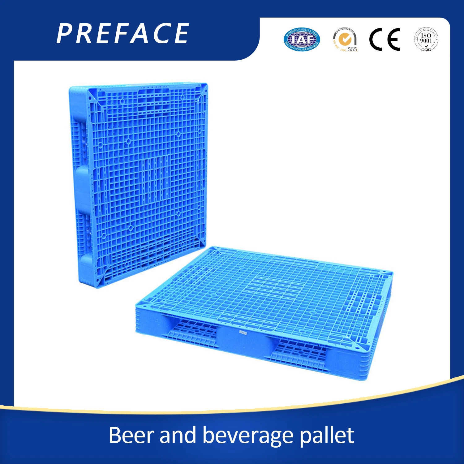 High quality/High cost performance Forklift Moisture-Proof Warehouse Storage HDPE Large Stackable Reversible Plastic Pallets