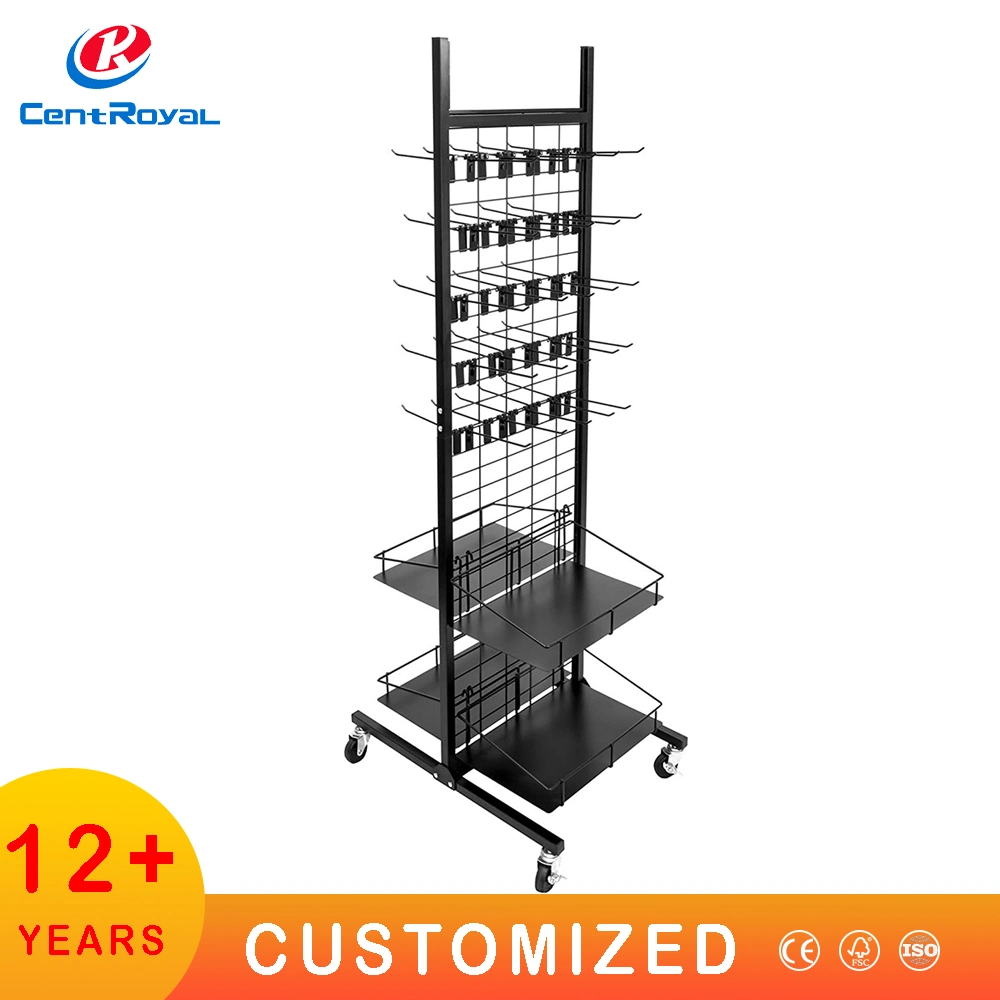 Merchandise Potato Chip Candy Floor Wire Mesh Hook Display Stand for Hanging Items Custom Display Rack Snack Retail Store Food Stand Hair Accessory Display Rack