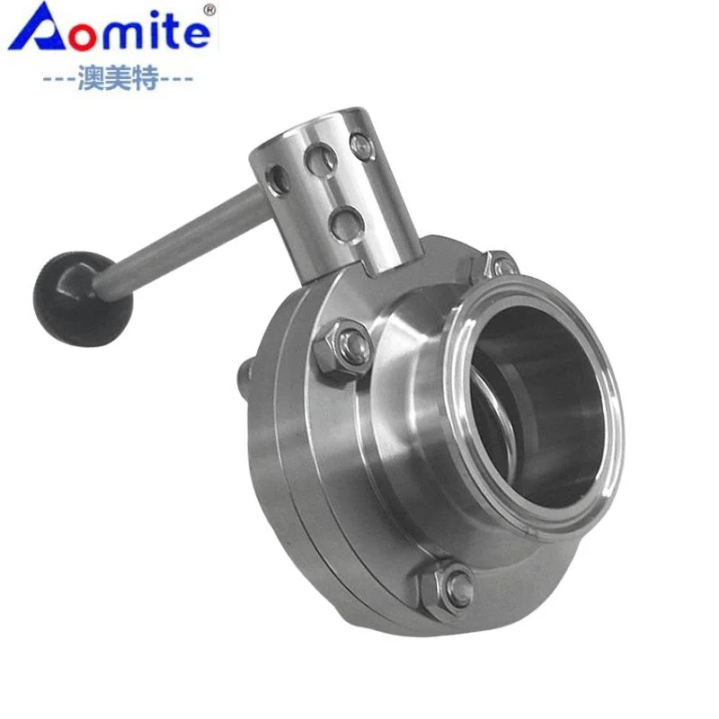 Stainless Steel Sanitary Welded or Tri Clamp Manual Handle Butterfly Valve