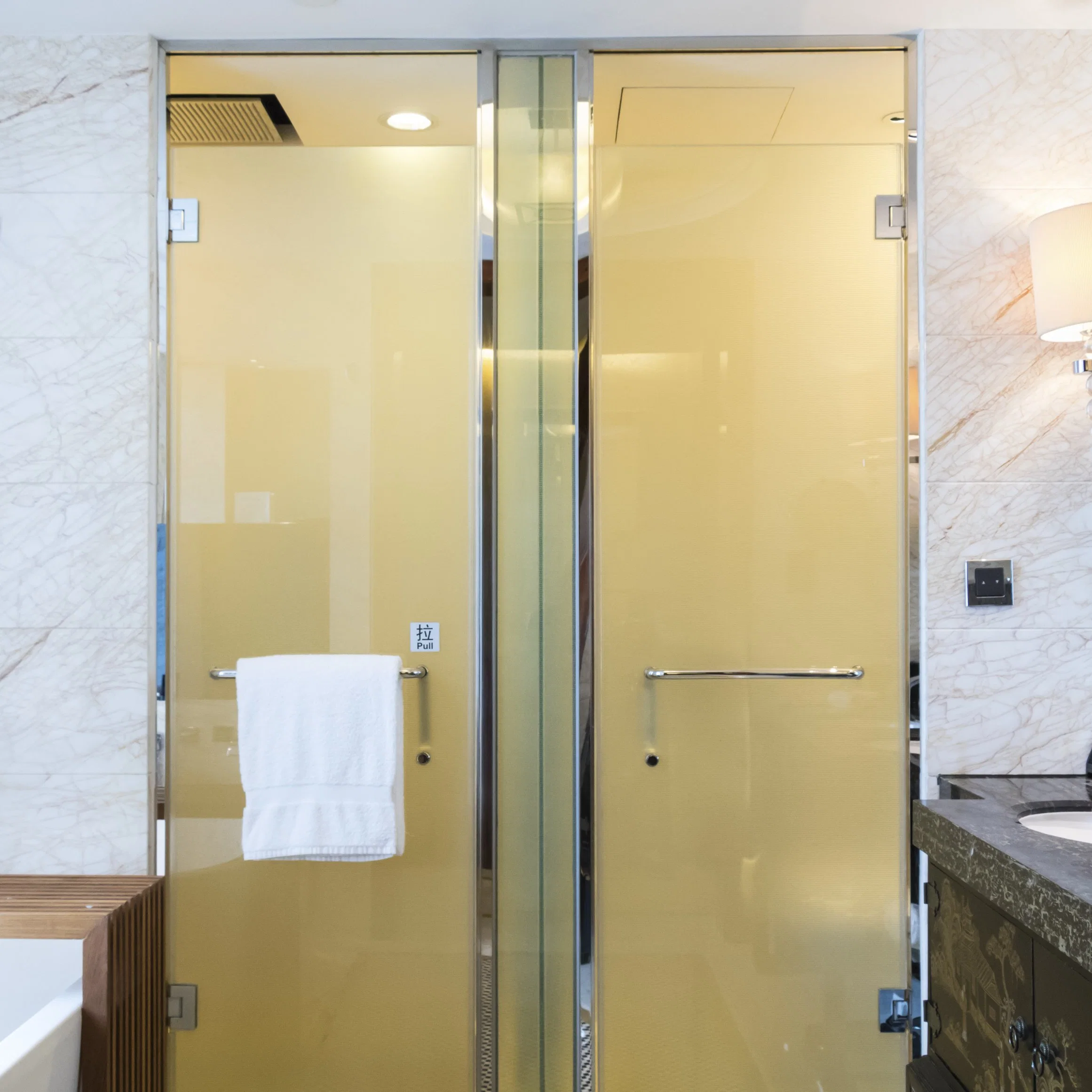 Salle de bains Accessoires de porte en verre raccords matériel Stainless-Steel Tower Bar Tirez la poignée de douche