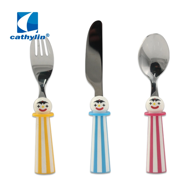 18/10 Stainless Steel Cartoon Pattern Kids Plastic Handle Cutlery