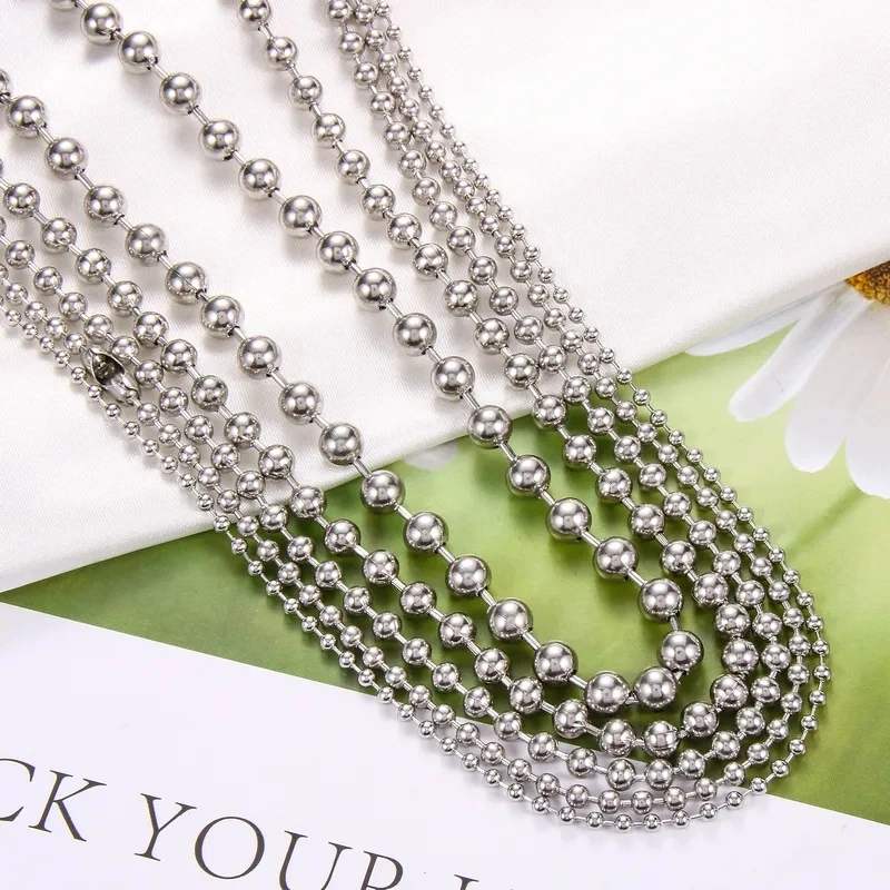 High quality/High cost performance  Stainless Steel Silver Necklace Bead Chain Ball Chain for Roller Blinds Men Women Necklace