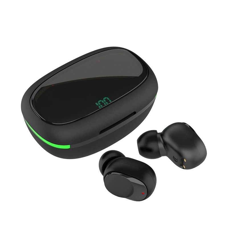 Humanized Design Black Tws Earbuds Wireless Headphone Bluetooth Headset with Recharging Bin for Mobile Phone