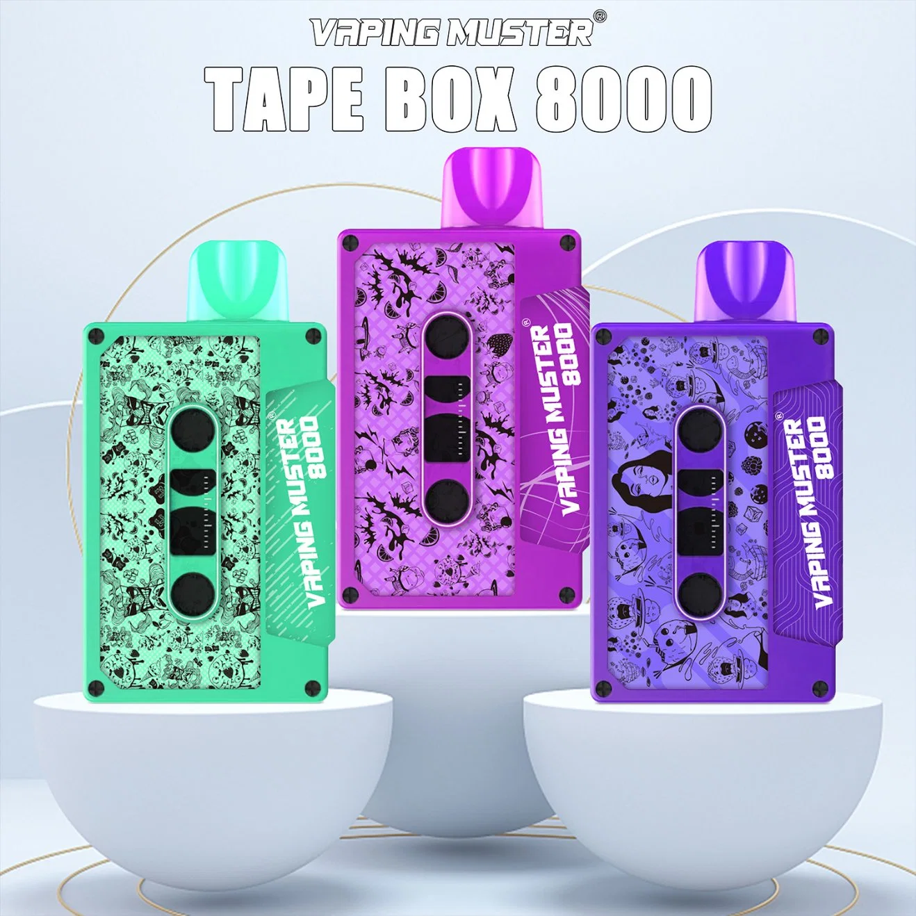 Vaping Muster Mesh Coil Tape Box 8000 Puffs Disposable Vape Air Adjust Wape Waka Shisha Wholesale E Cigarette Vape Box