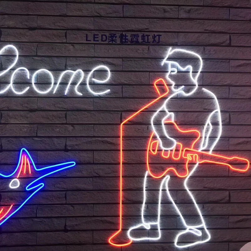 Creative Cartoon Light Signage Acrylic Back Board Flex Bar Decor Custom Neon Signs LED