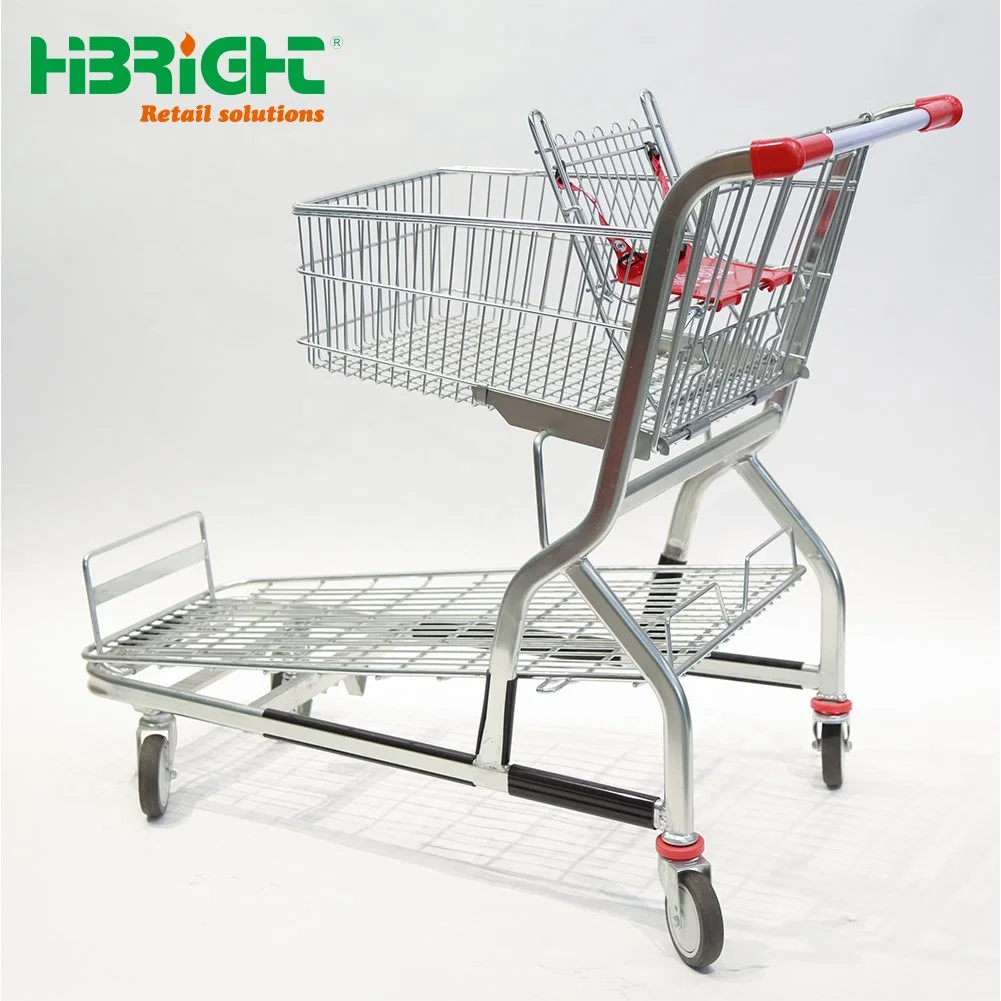 Highbright New Design Big Capacity Plastic Supermarket Cart Convenience Store Shopping Trolley