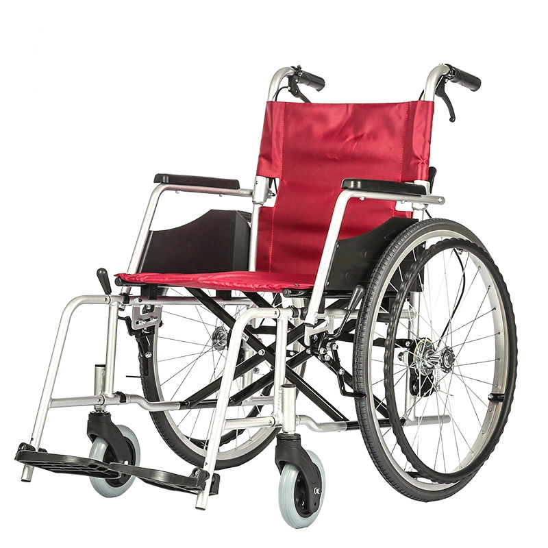 Portable Foldable Manual Wheelchair with 24 Inch Quick Release Pneumatic Rear Wheel