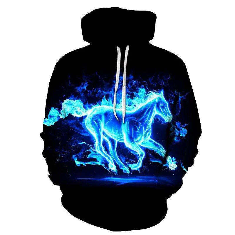 Hip-Hop Pullover Special Effects Flame 3D Digital Full Color Printing Hoodie