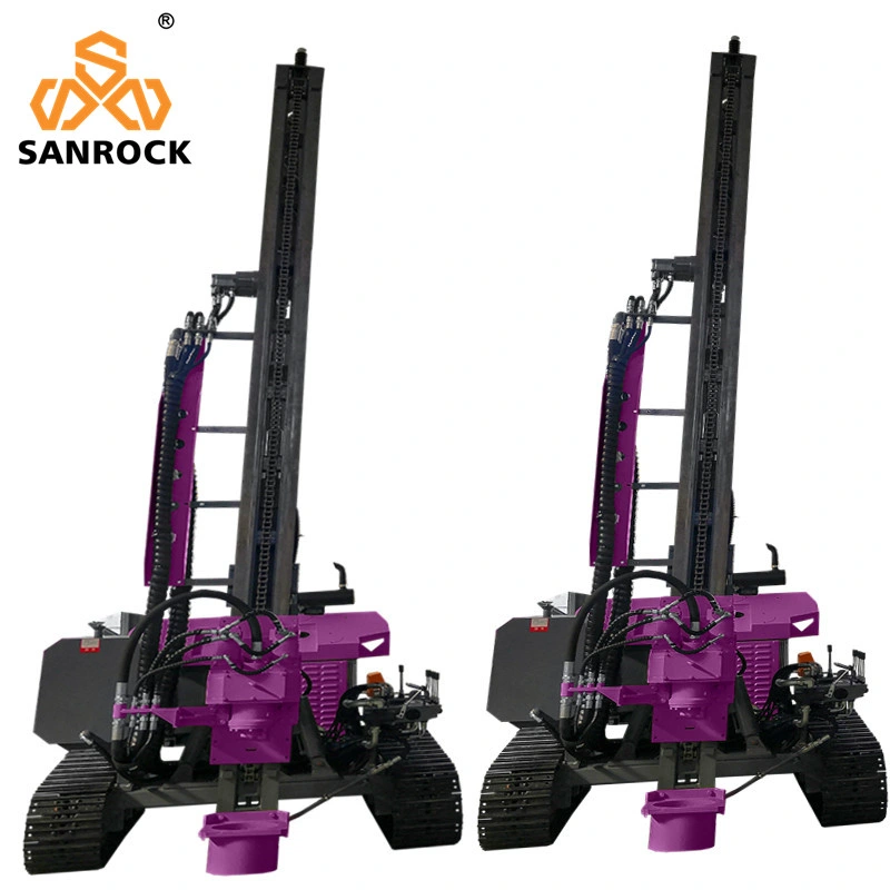 Sanrock Pile Drilling Machine Fotovoltaica Crawler hidráulica helicoidal Solar Pile Conductor