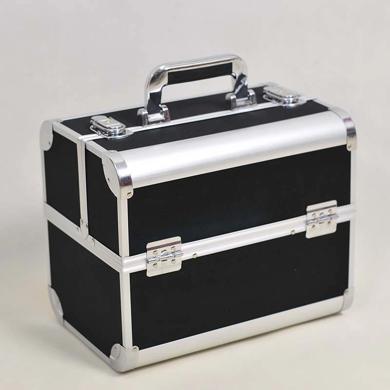 Makeup Train Case with Mirror Portable Cosmetic Box Organizer Aluminum Makeup Case Storage Lockable Makeup Case for Makeup Artist