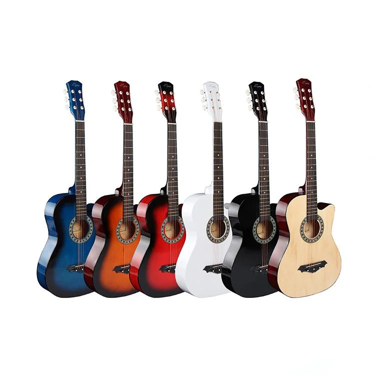 Custom Wooden Beginner Guitar 38inch Cutway Plywood Acoustic Guitar Musical Instrumente