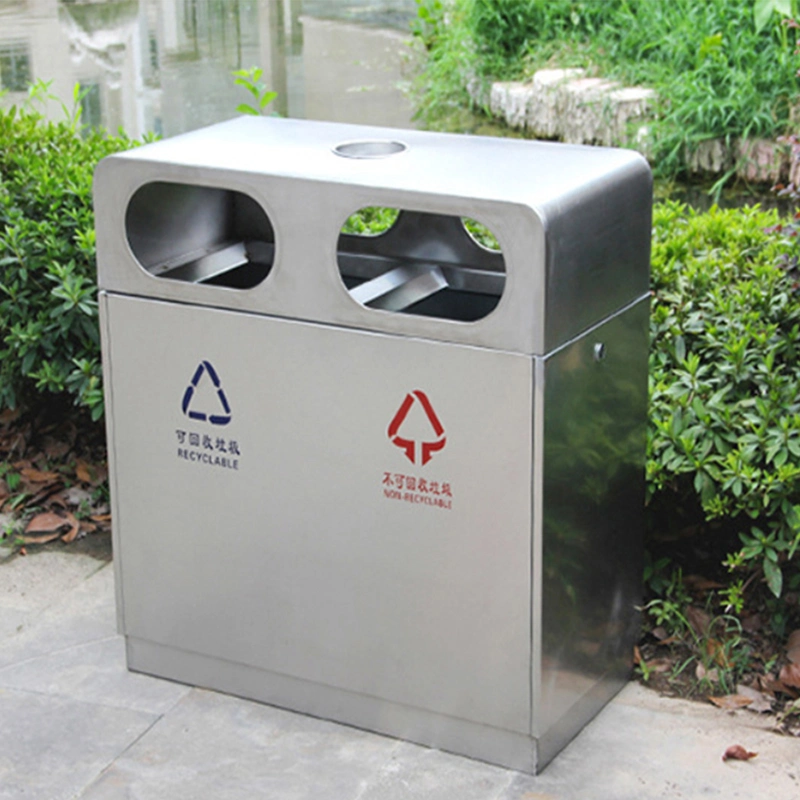 Brushed Stainless Steel Can Shape Rubbish Bin/Dustbin for Government and Public Area