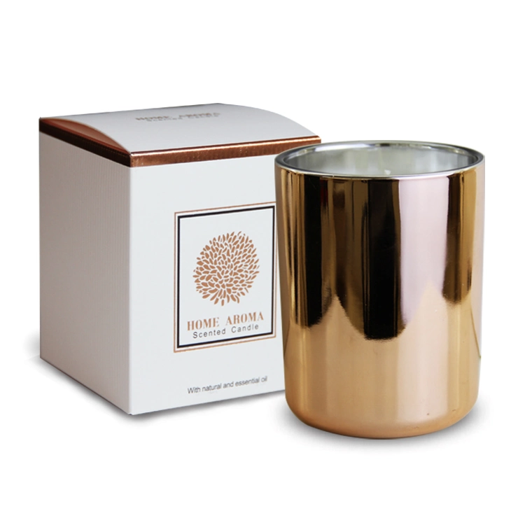 550g Glass Scented Candle with Electroplating (Rosegold) and 100% Paraffin Wax