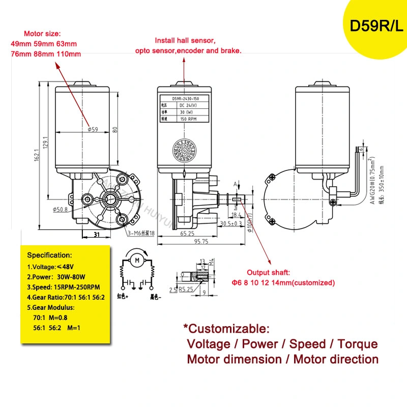 Alternador da turbina, baixa velocidade, motores de engrenagem metálica, mini rpm Motor DC eléctrico de 12 V, 24 V.