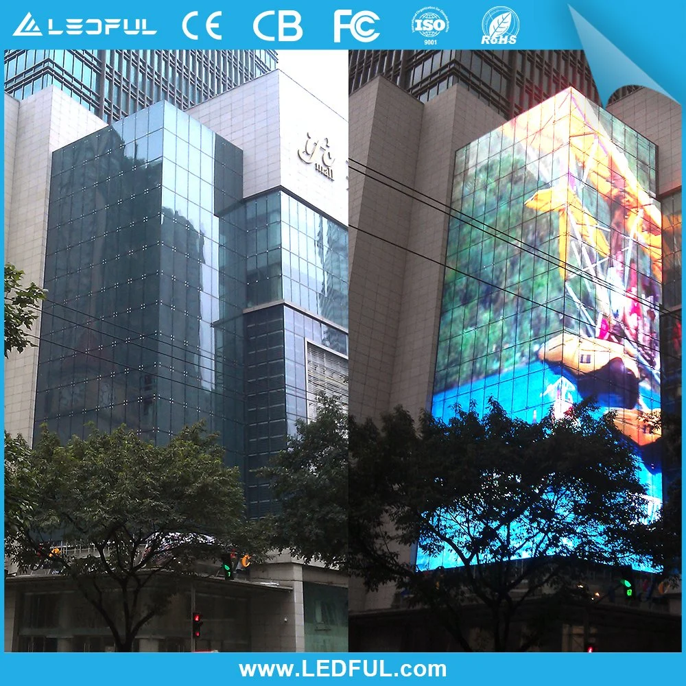 High Permeability Windproof Outdoor LED Advertising Screen Transparent LED Mesh