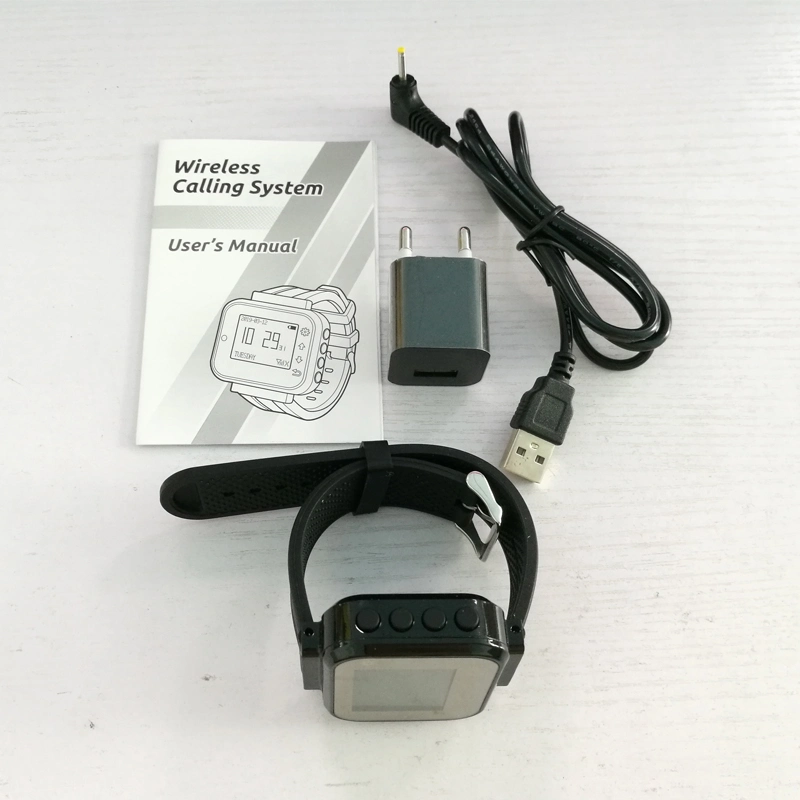 Wireless Pager Restaurant Service Calling System with 10PCS Call Transmitter Button +2PCS Watch Receiver