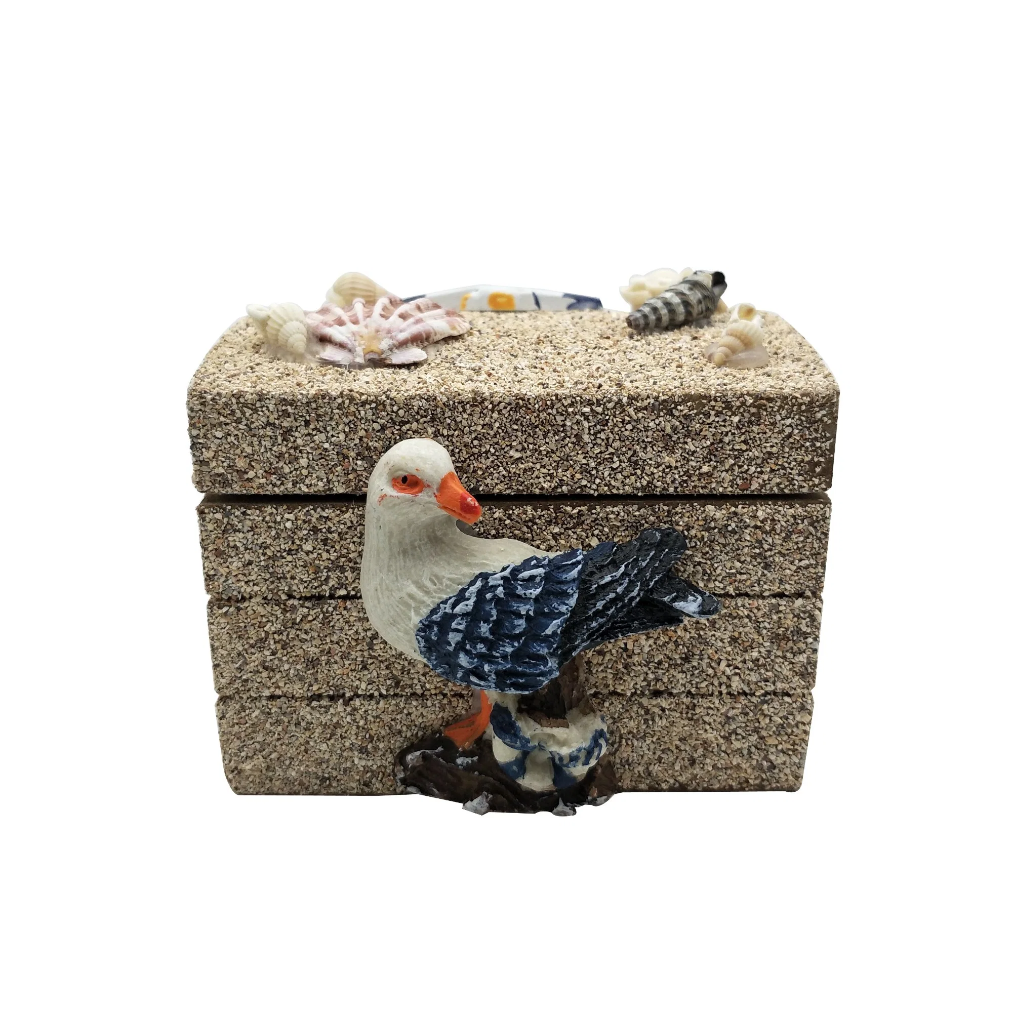 Wooden Decorative Box with a Single Seabird