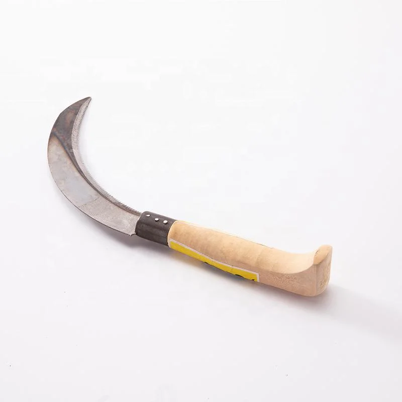 Hight Quality Agricultural Hand Tools Steel Grass Tooth Garden Sickle with Wooden Handle