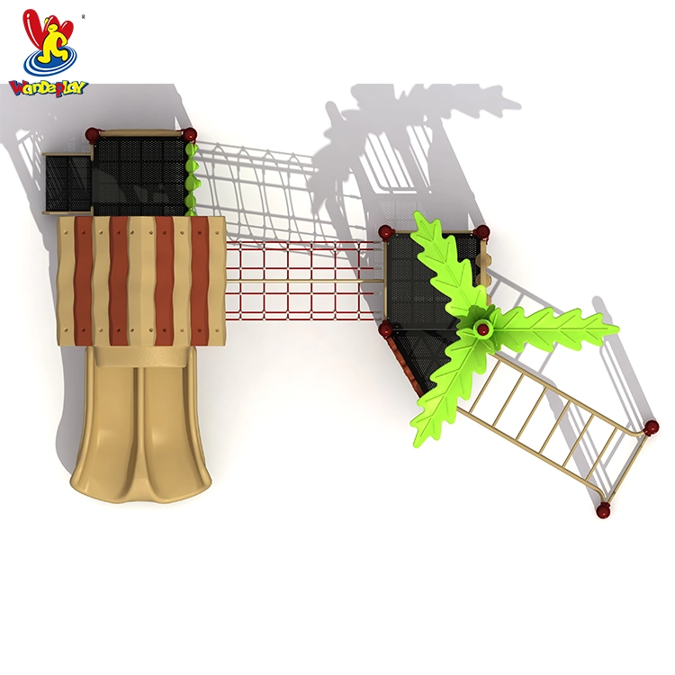 Parc d'attractions Forest Playsets Jouets pour enfants Jeux d'intérieur Système de jeu extérieur Maison dans les arbres en plastique Prix d'usine Toboggan pour enfants Petit équipement de terrain de jeu de plage