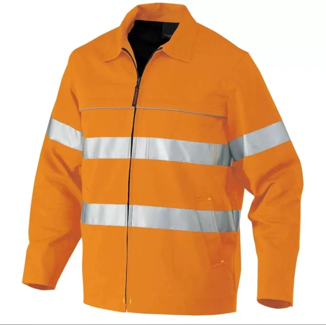 Armor Hi Vis Workwear Safety Clothing Men's Reflective 100% Cotton Drill Jacket - Orange