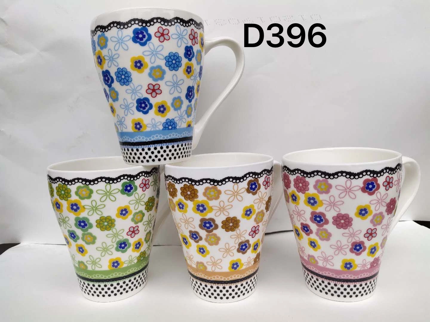 Set of 4 Butterfly Flower Patterns Design Porcelain Mugs Coffee Cup for Festival