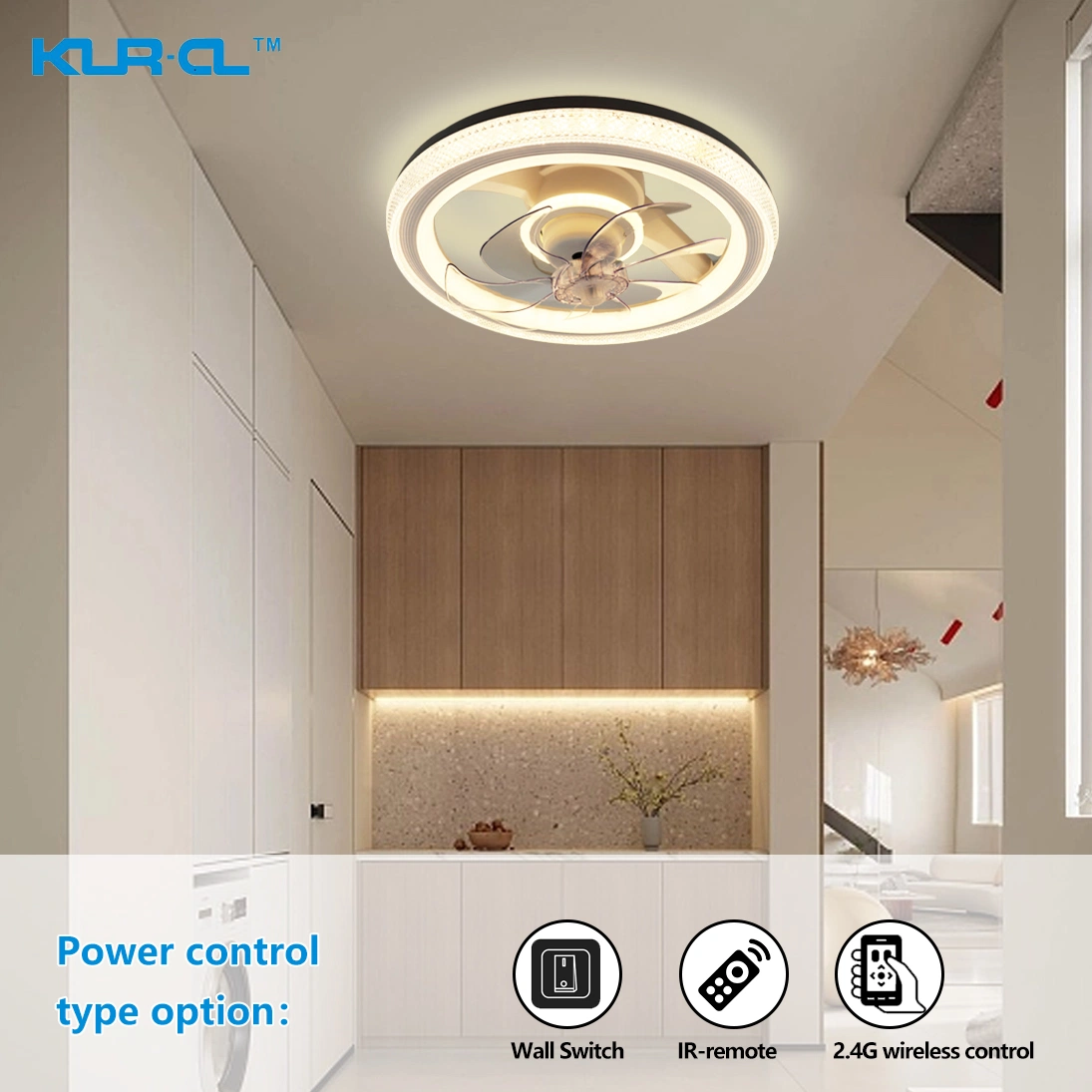 Flush Mounted Milky White Low Profile Light Dimmable Acrylic Housing Blue Tooth Music IR-Remote Control Energy Saving Ceiling Fan Light