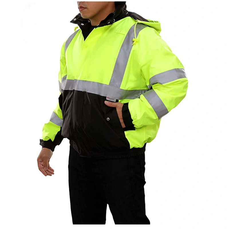 Reflective Jacket Winter Man Thickened Safety Hooded Work Coat Construction Hi Vis Workwear