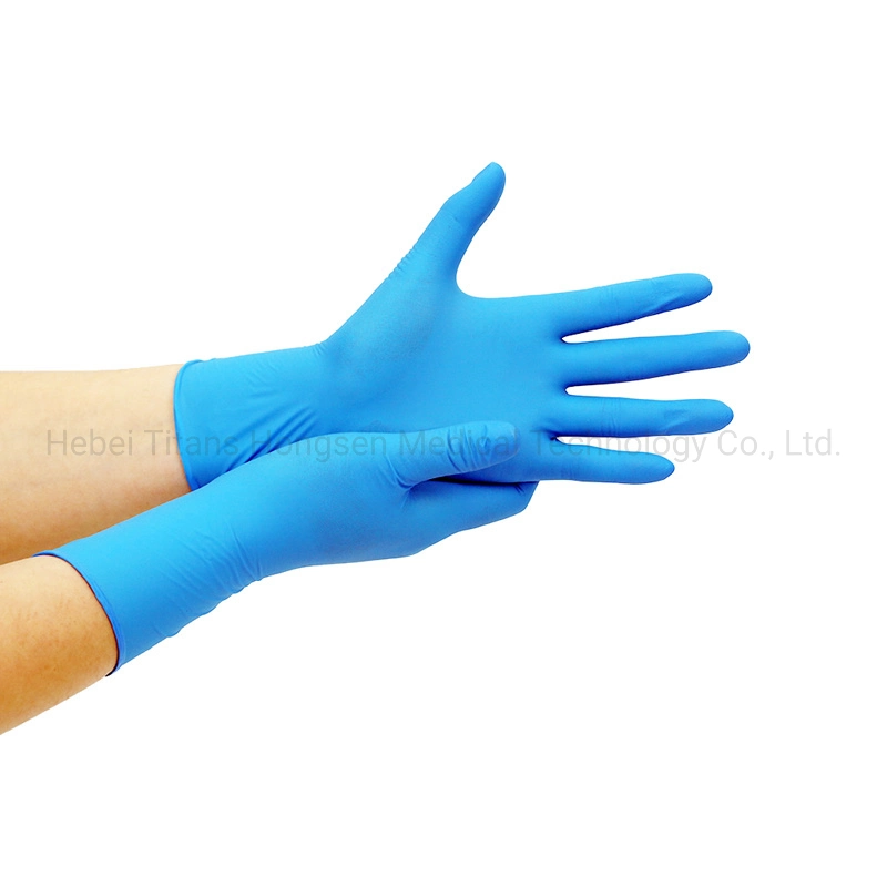 100% Pure Nitrile Gloves Safety Examination Gloves Blue Dental Gloves
