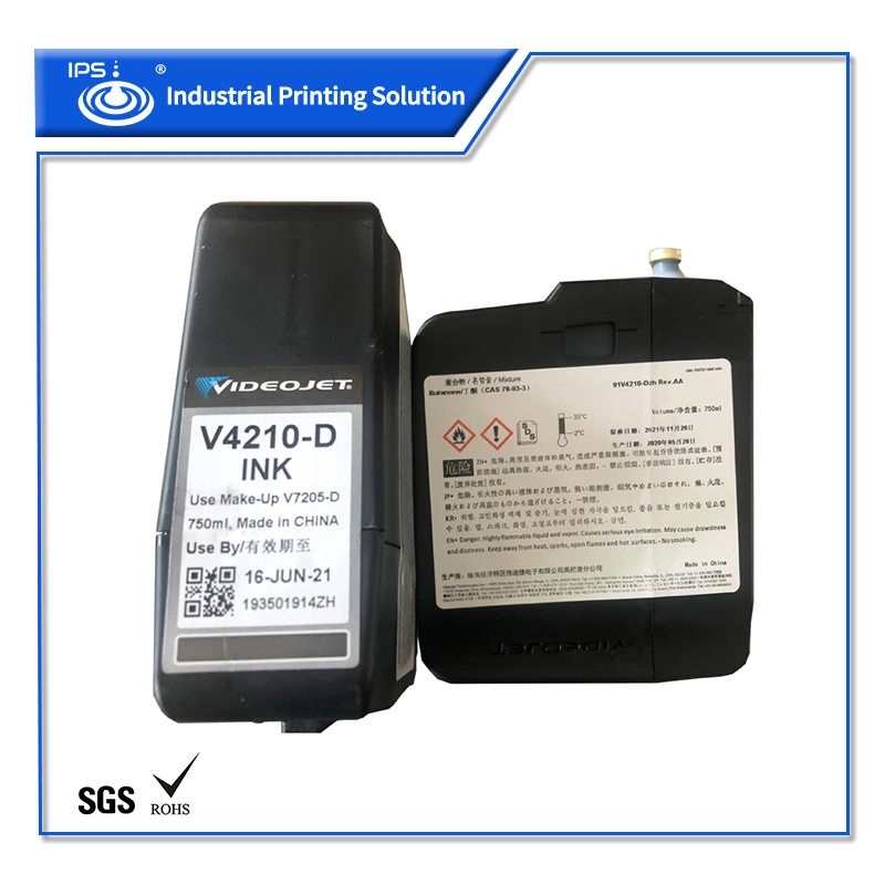 V4210-D/V4211-D/ Original Videojet 750ml Solvent Ink Cartridge for V7201/V7206 1240/1280/1580/1880 Printer