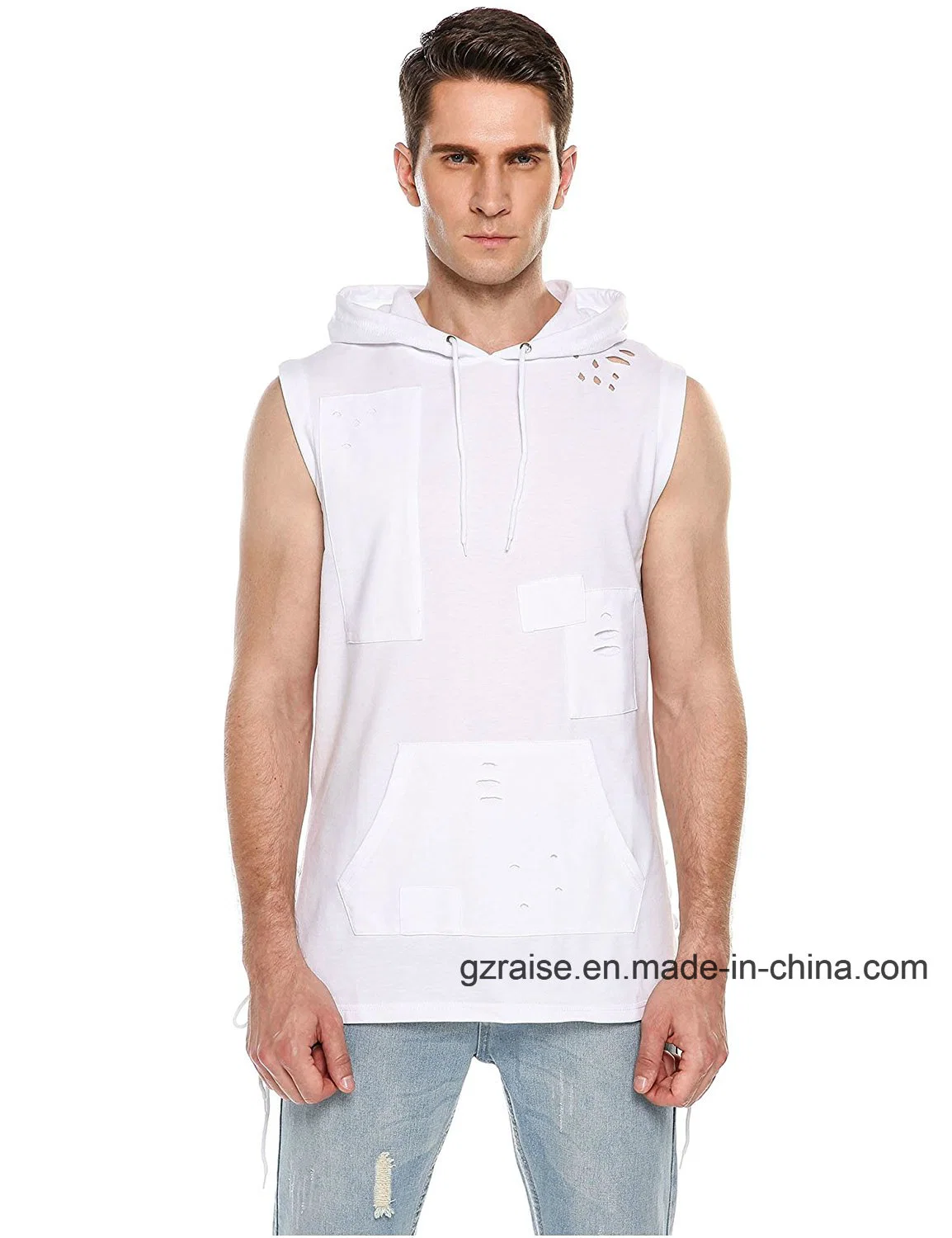 OEM New Design Men's Sleeveless Fashion Hooded Casual Tank Top