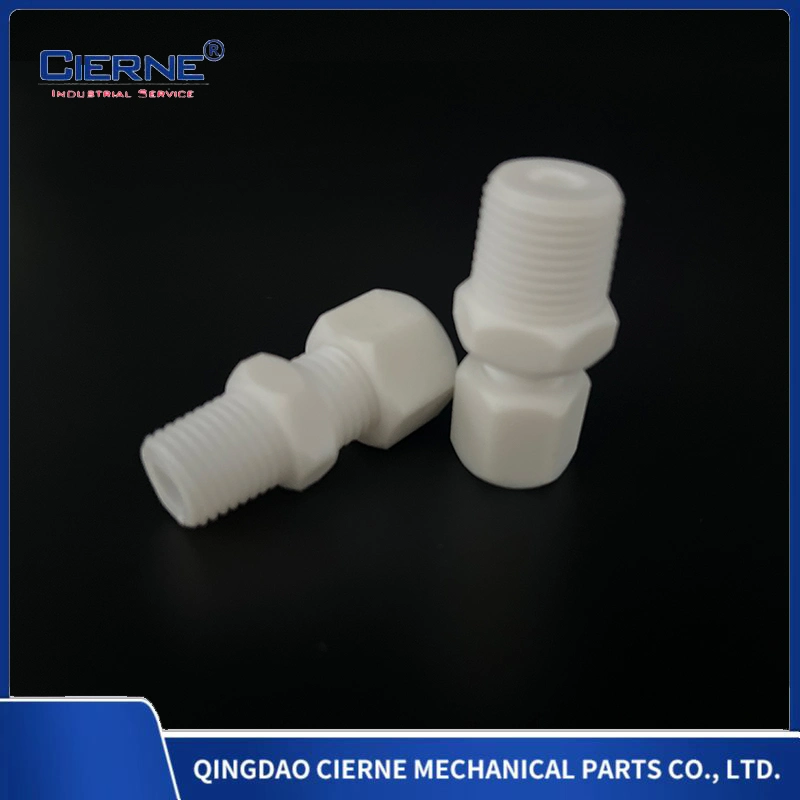 PTFE Pipe Connector Ring Joint Tee Straight Single Opening White Flanged Square Connector