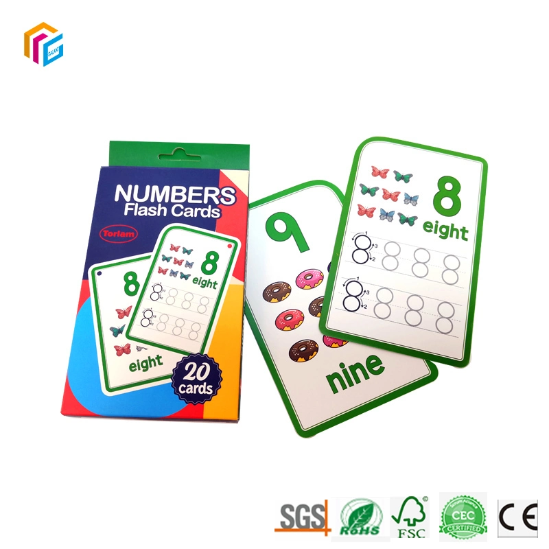 Custom Full Color Printing Tuck Top Box Packaging Game Children Card Kids Playing Cards Flash Paper Card